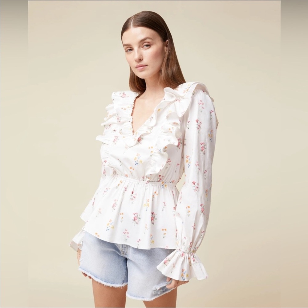 Rachel Parcell  Poplin Blouse Floral Size Medium NWT